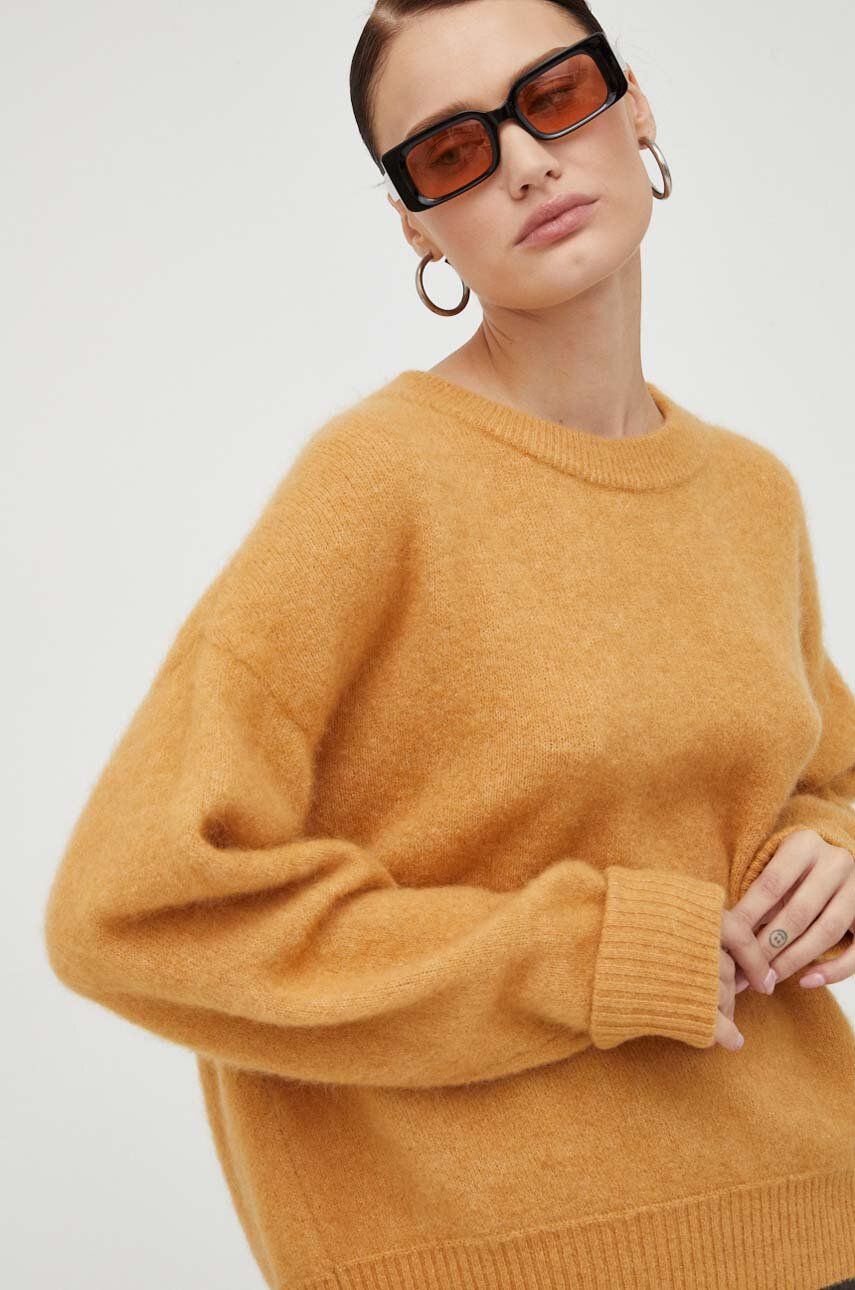 American Vintage pulover de lana femei, culoarea bej