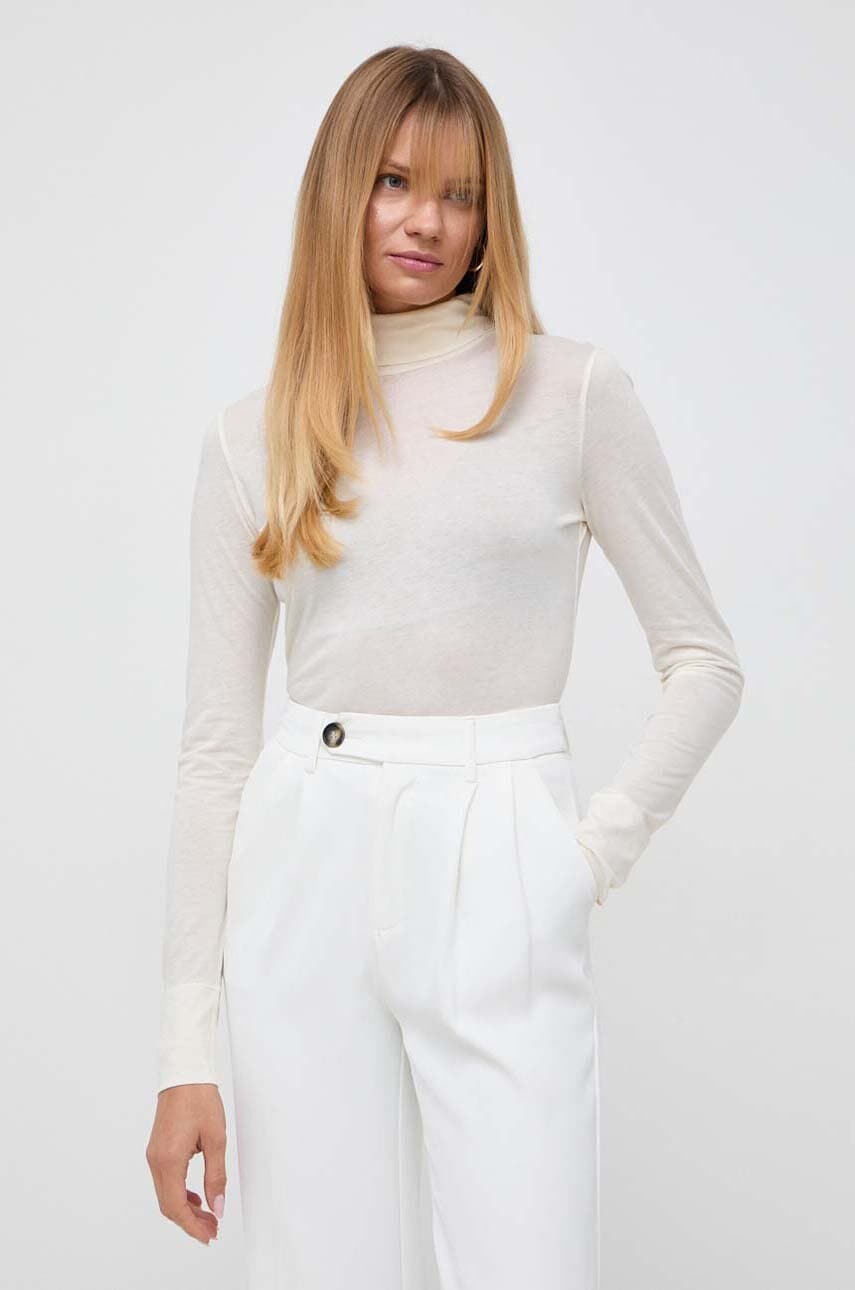 Boss Orange longsleeve BOSS ORANGE femei, culoarea alb, cu guler