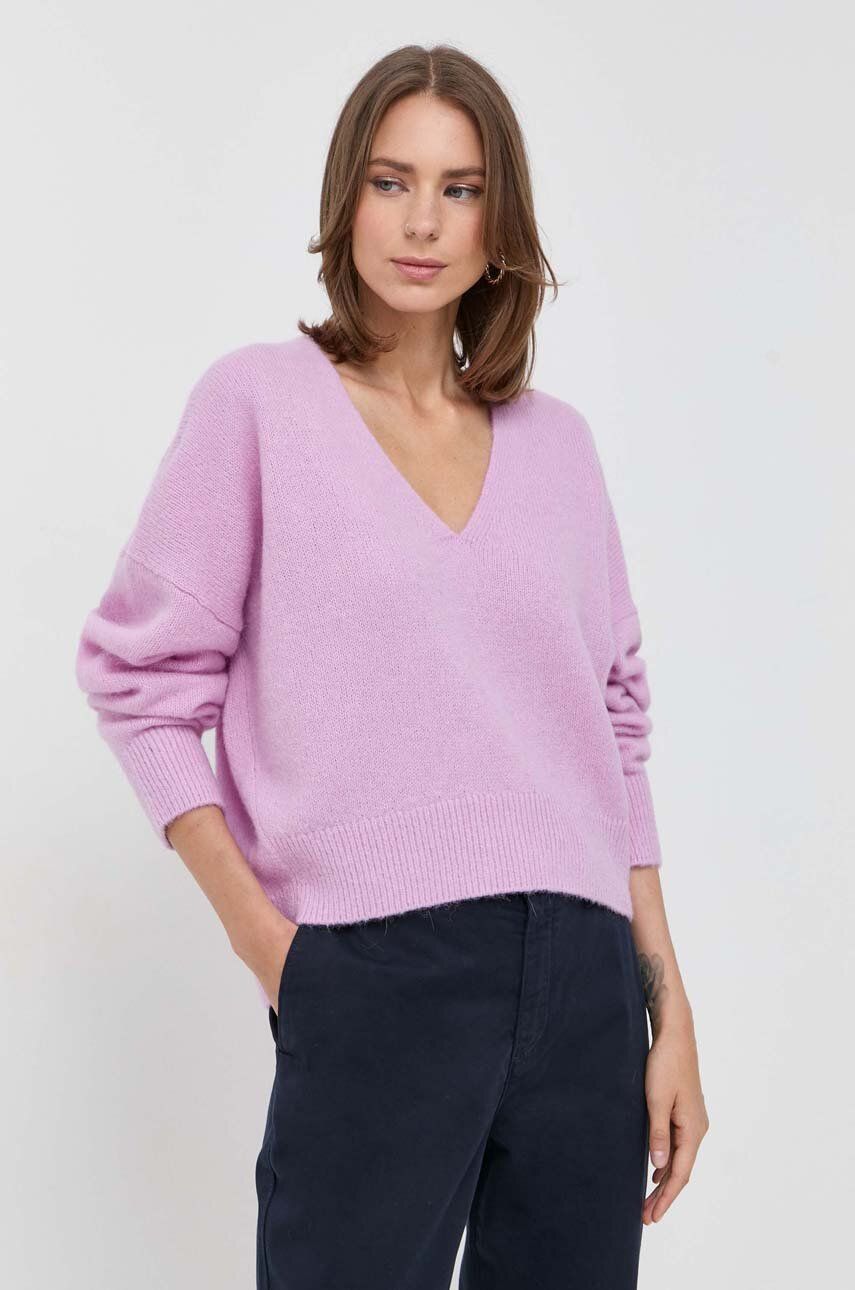 Boss Orange pulover de lana BOSS ORANGE femei, culoarea roz