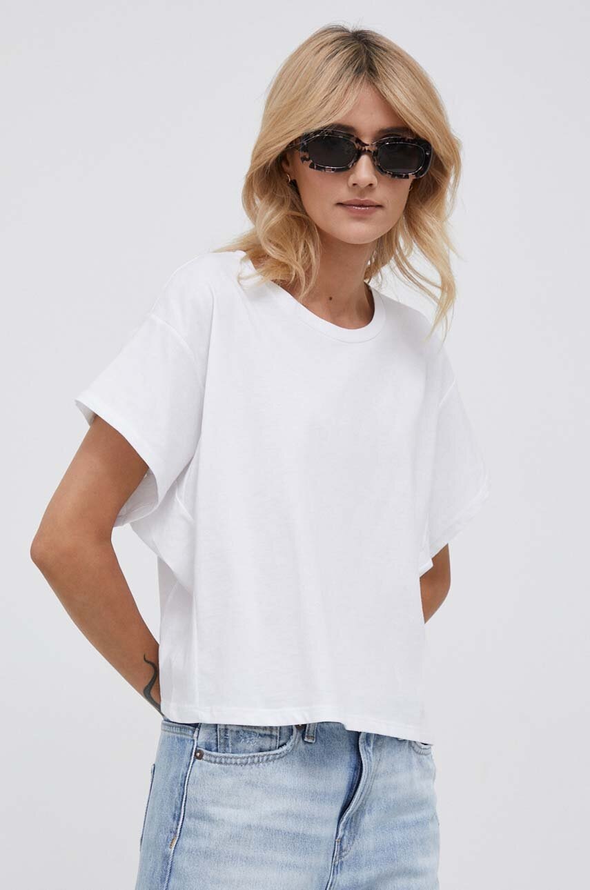 

Хлопковая футболка Sisley цвет белый