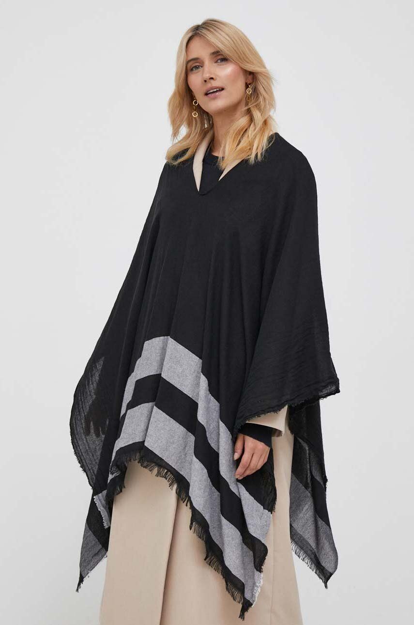 Sisley poncho culoarea negru, light