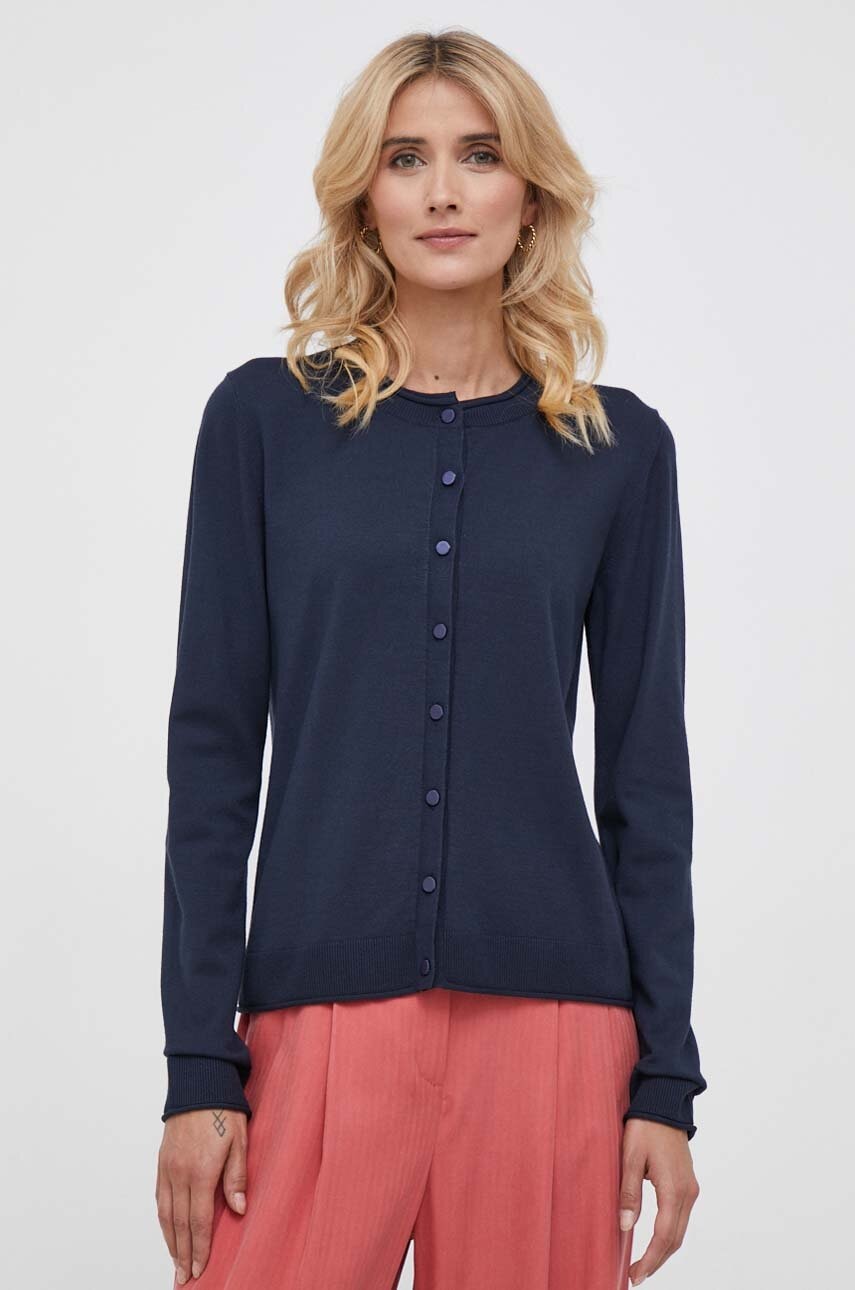 Sisley Cardigan Femei, Culoarea Albastru Marin, Light