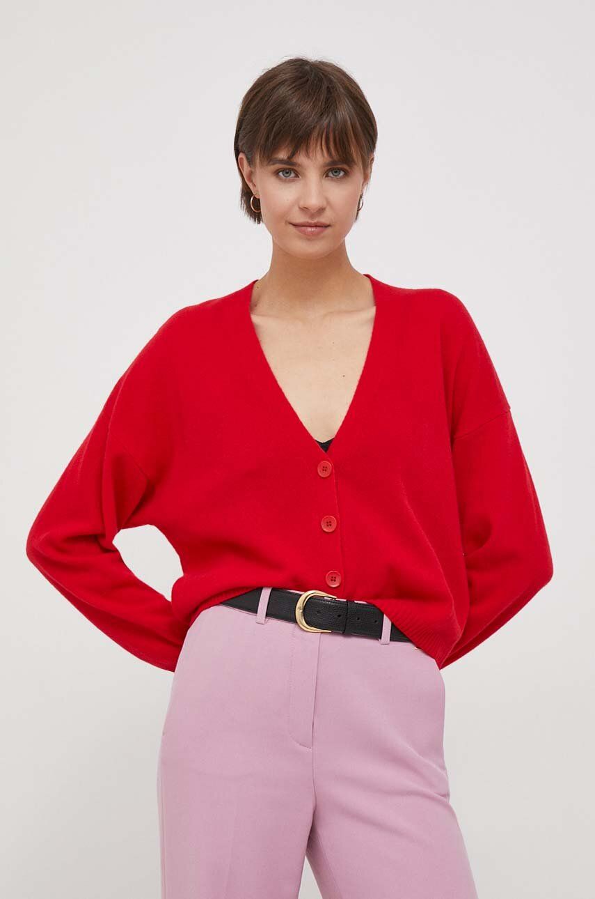 Sisley cardigan din lana culoarea rosu, light