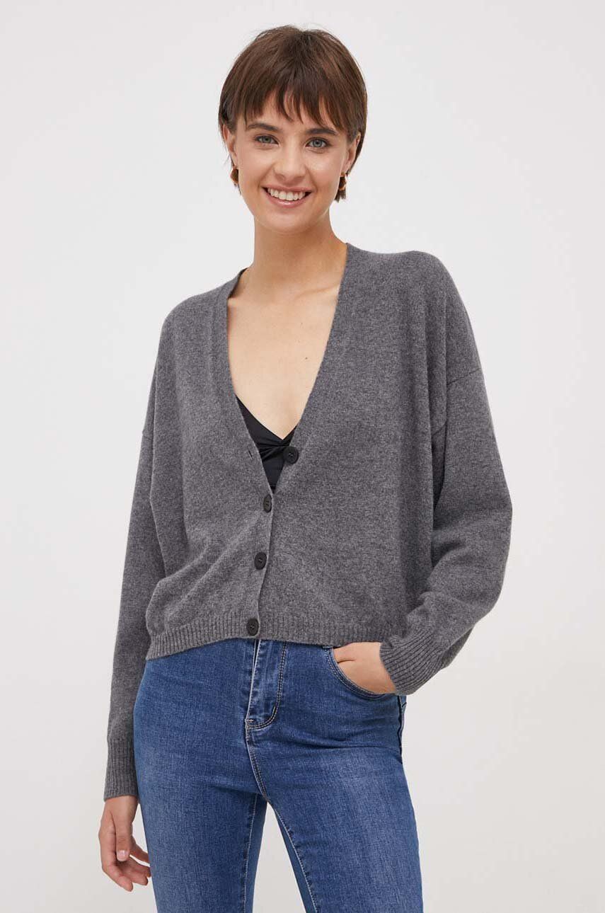 Sisley cardigan din lana culoarea gri, light