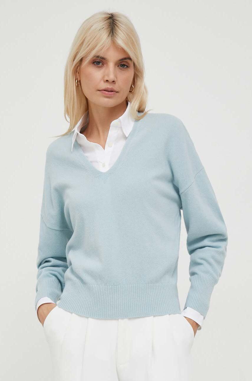 Sisley pulover de lana femei, culoarea turcoaz