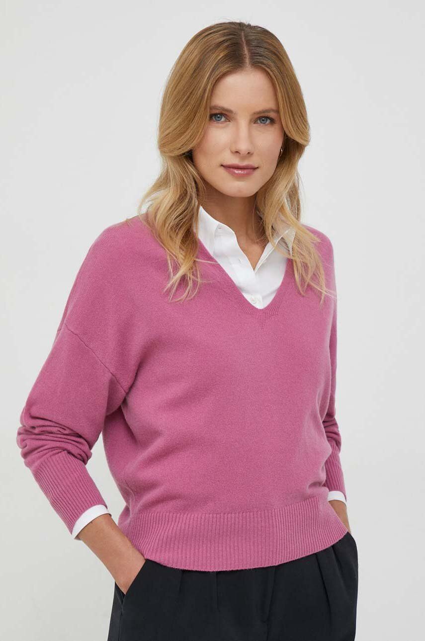 Sisley pulover de lana femei, culoarea roz, light