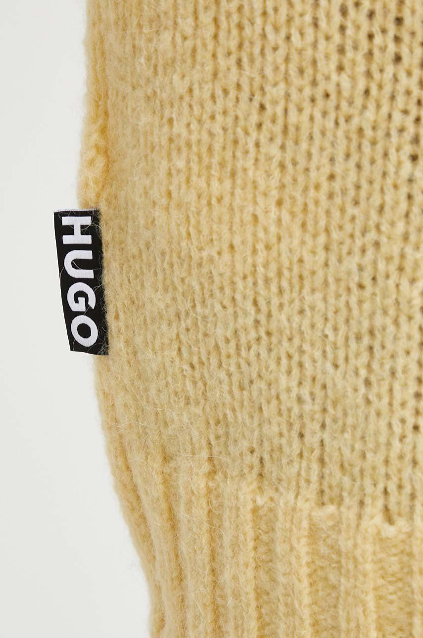 HUGO sweter wełniany damski kolor beżowy ciepły