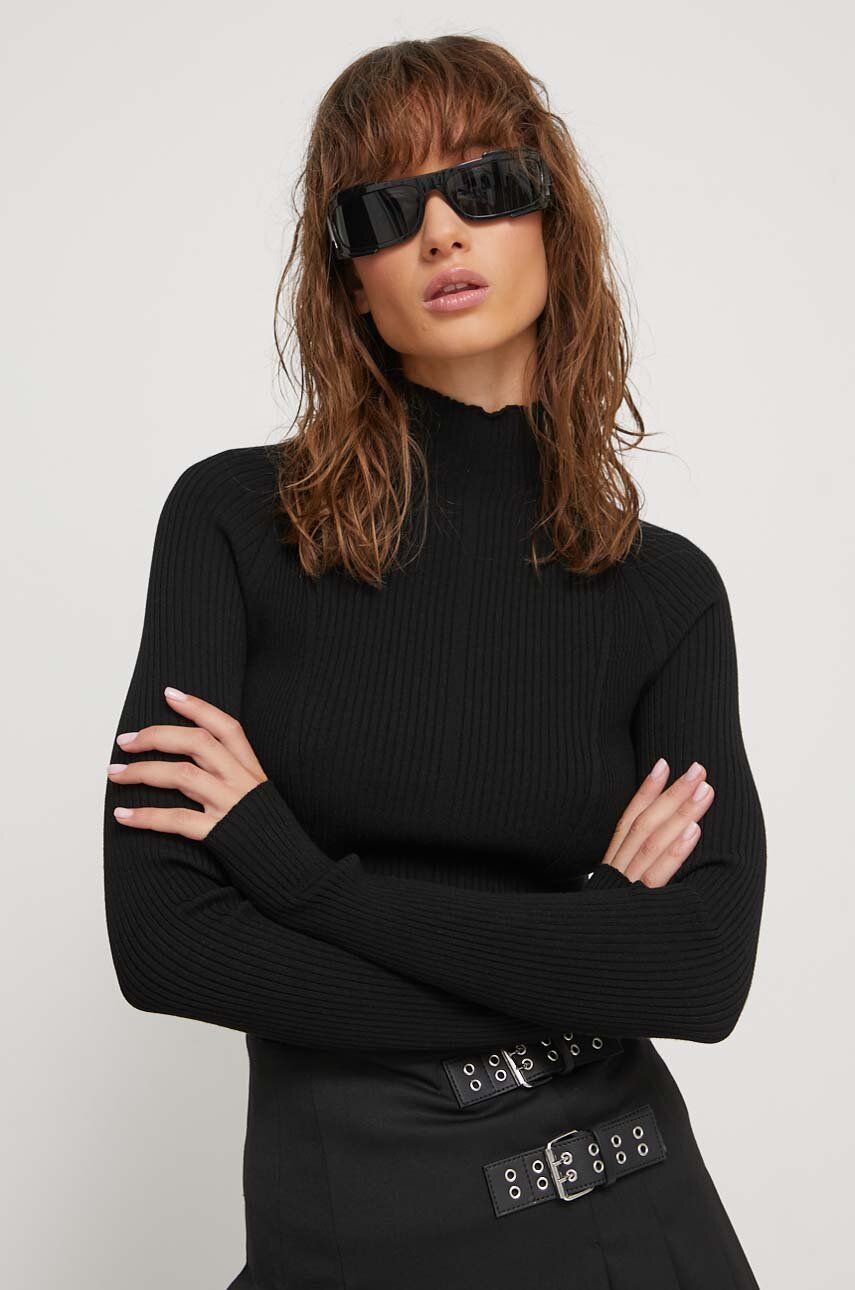 Hugo Pulover Femei, Culoarea Negru, Light, Cu Turtleneck