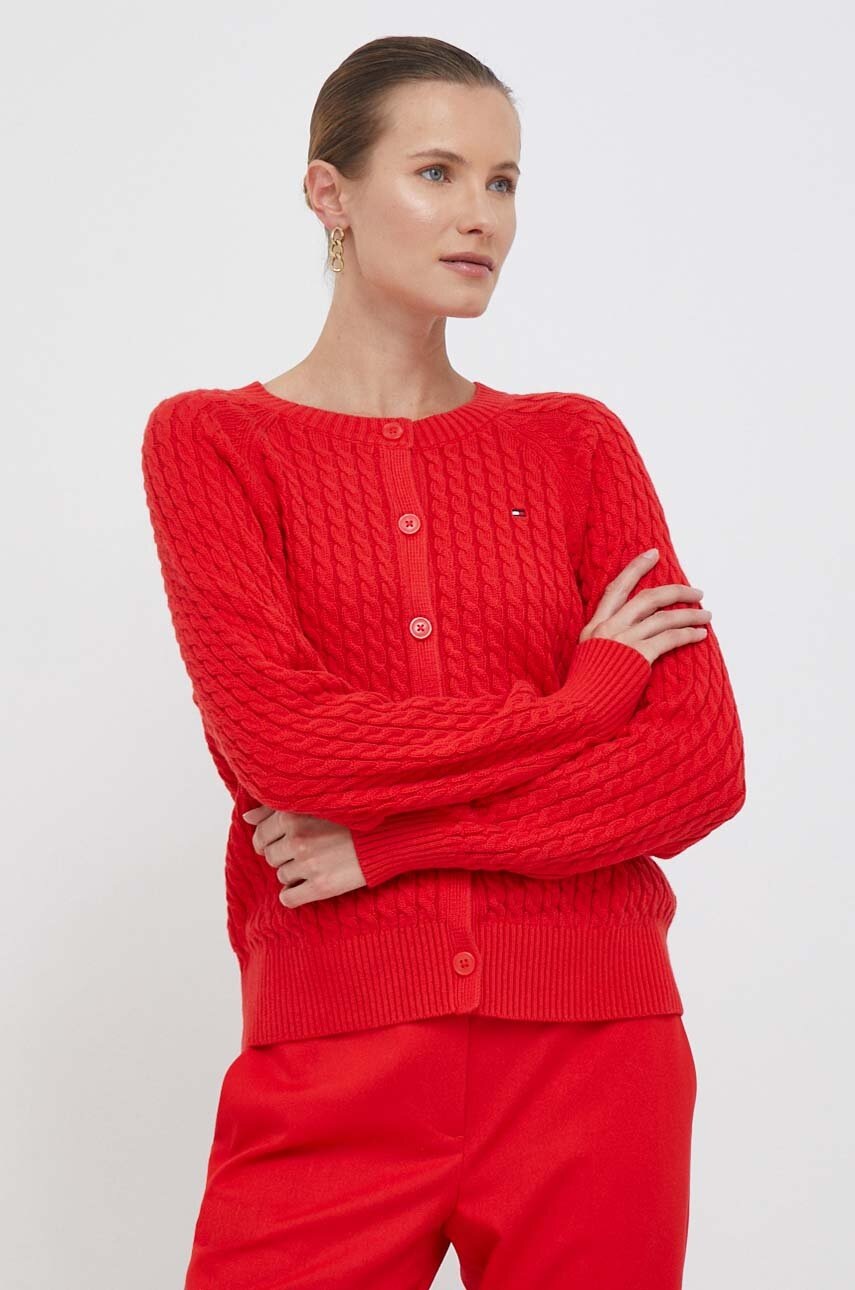 

Бавовняний кардиган Tommy Hilfiger колір червоний