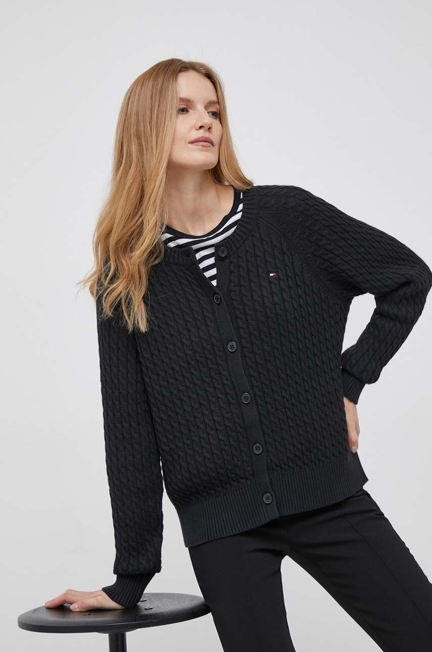 

Памучна жилетка Tommy Hilfiger в черно, Черен