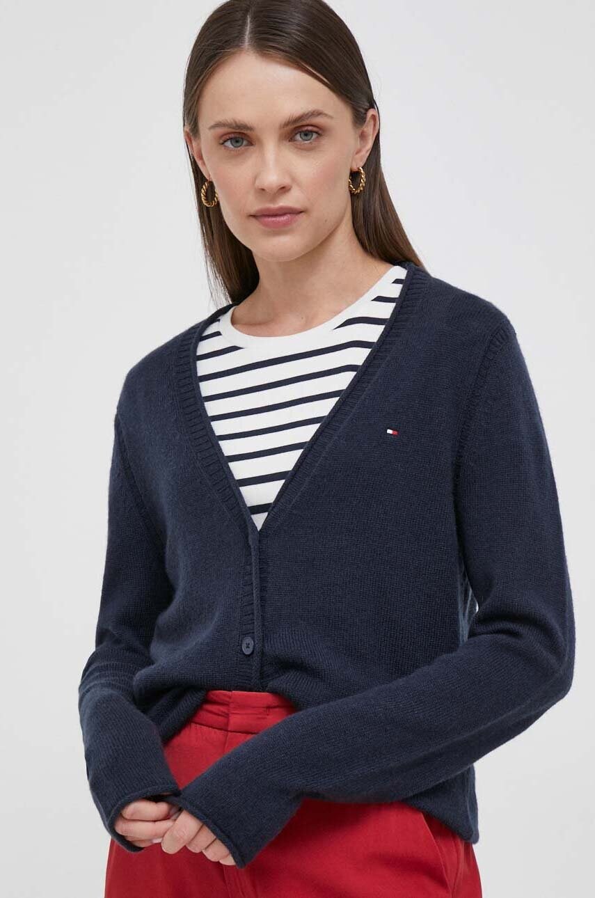 

Шерстяной кардиган Tommy Hilfiger цвет синий лёгкий