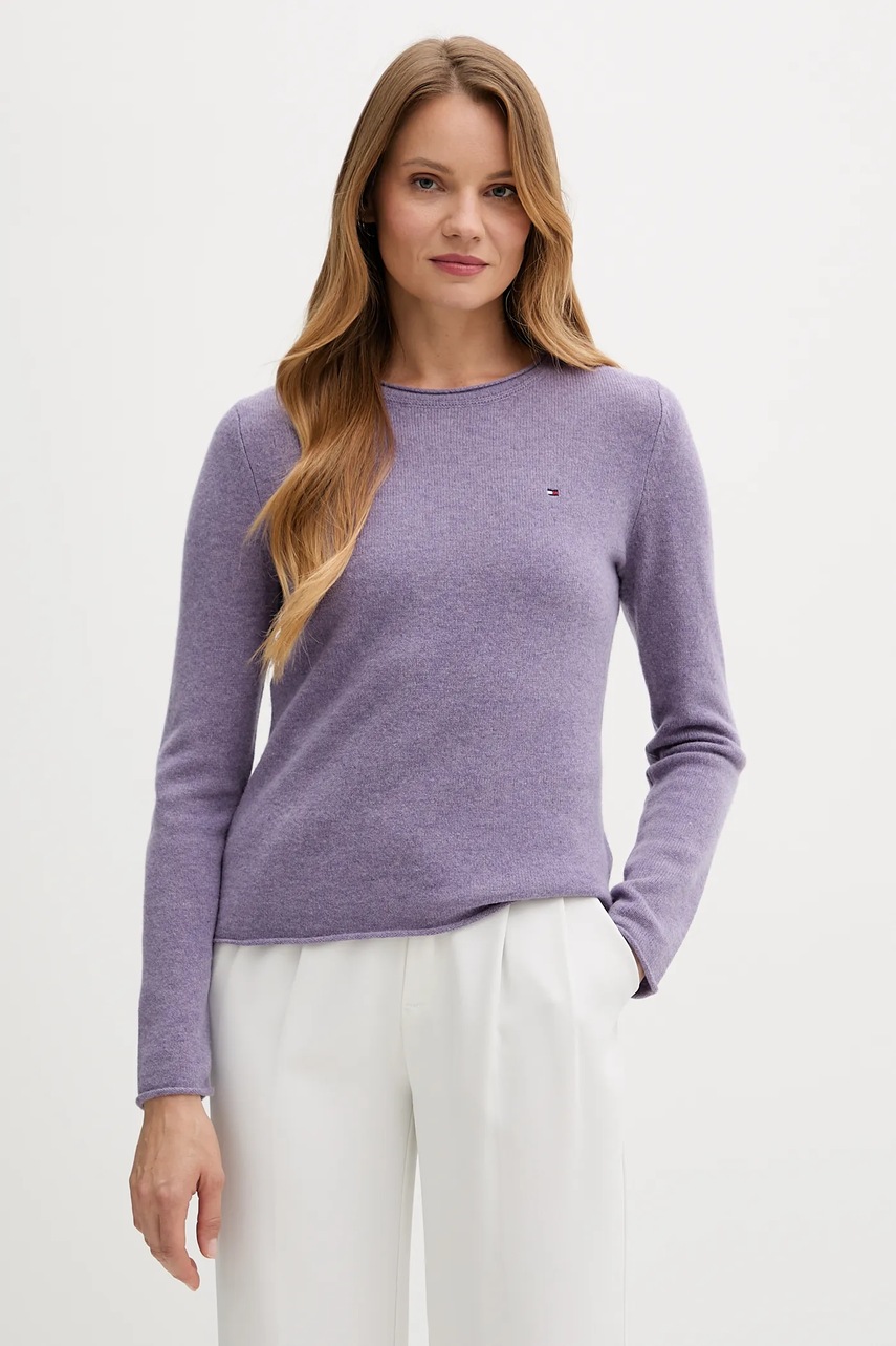

Вълнен пуловер Tommy Hilfiger в тъмносиньо от лека материя WW0WW40264, Виолетов