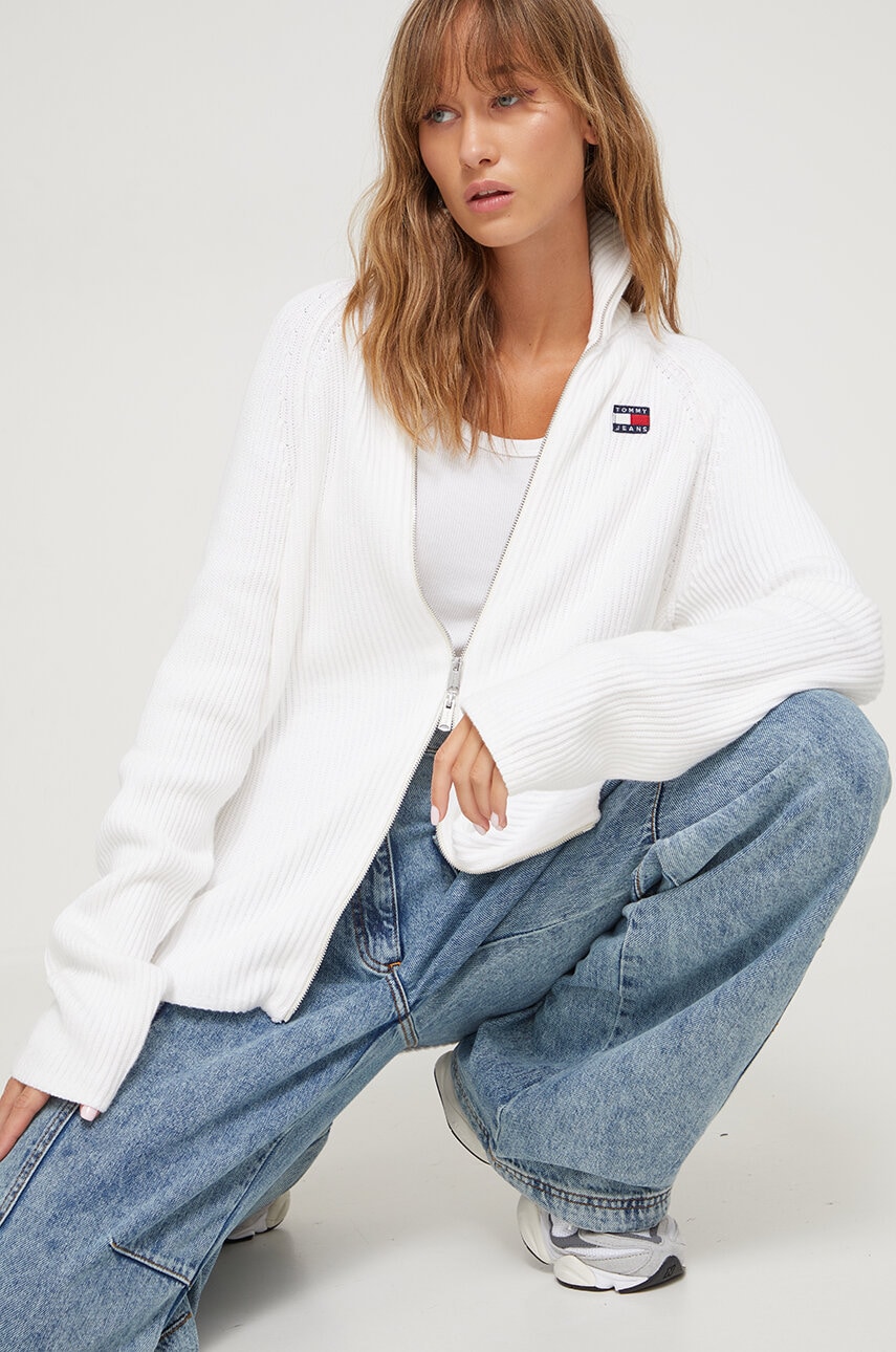

Бавовняний кардиган Tommy Jeans колір бежевий