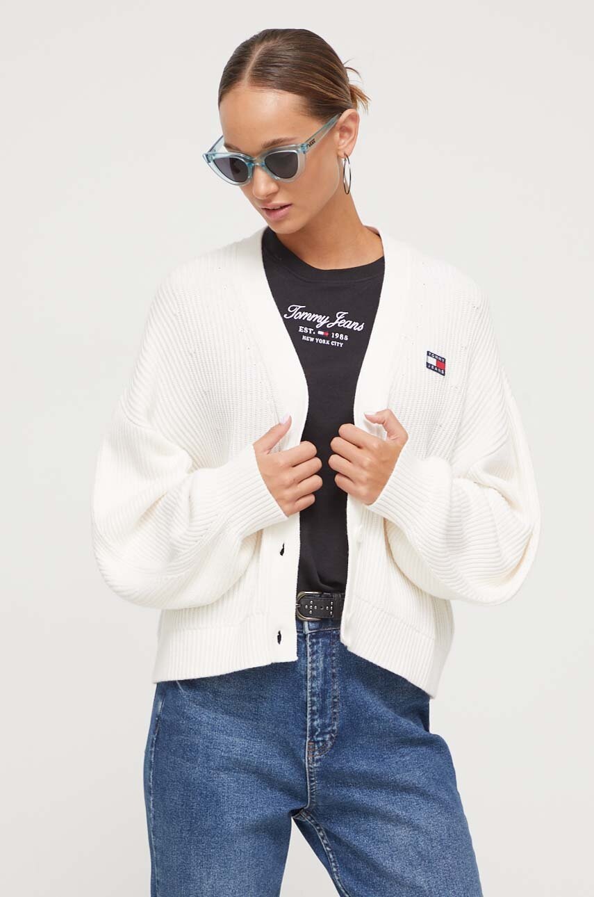 Tommy Jeans cardigan din bumbac culoarea bej DW0DW16531