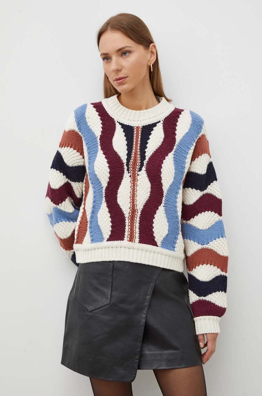 BA&SH pulover de lana femei, culoarea bej, călduros
