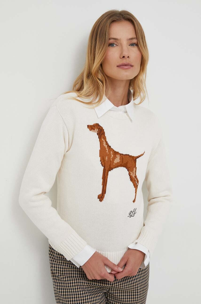 

Хлопковый свитер Lauren Ralph Lauren цвет бежевый лёгкий