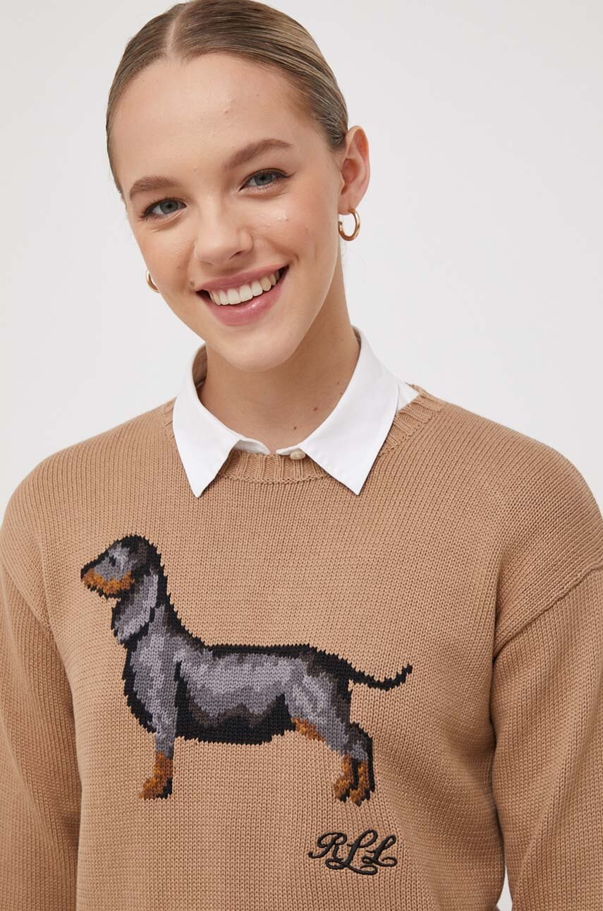 

Бавовняний светр Lauren Ralph Lauren колір бежевий легкий