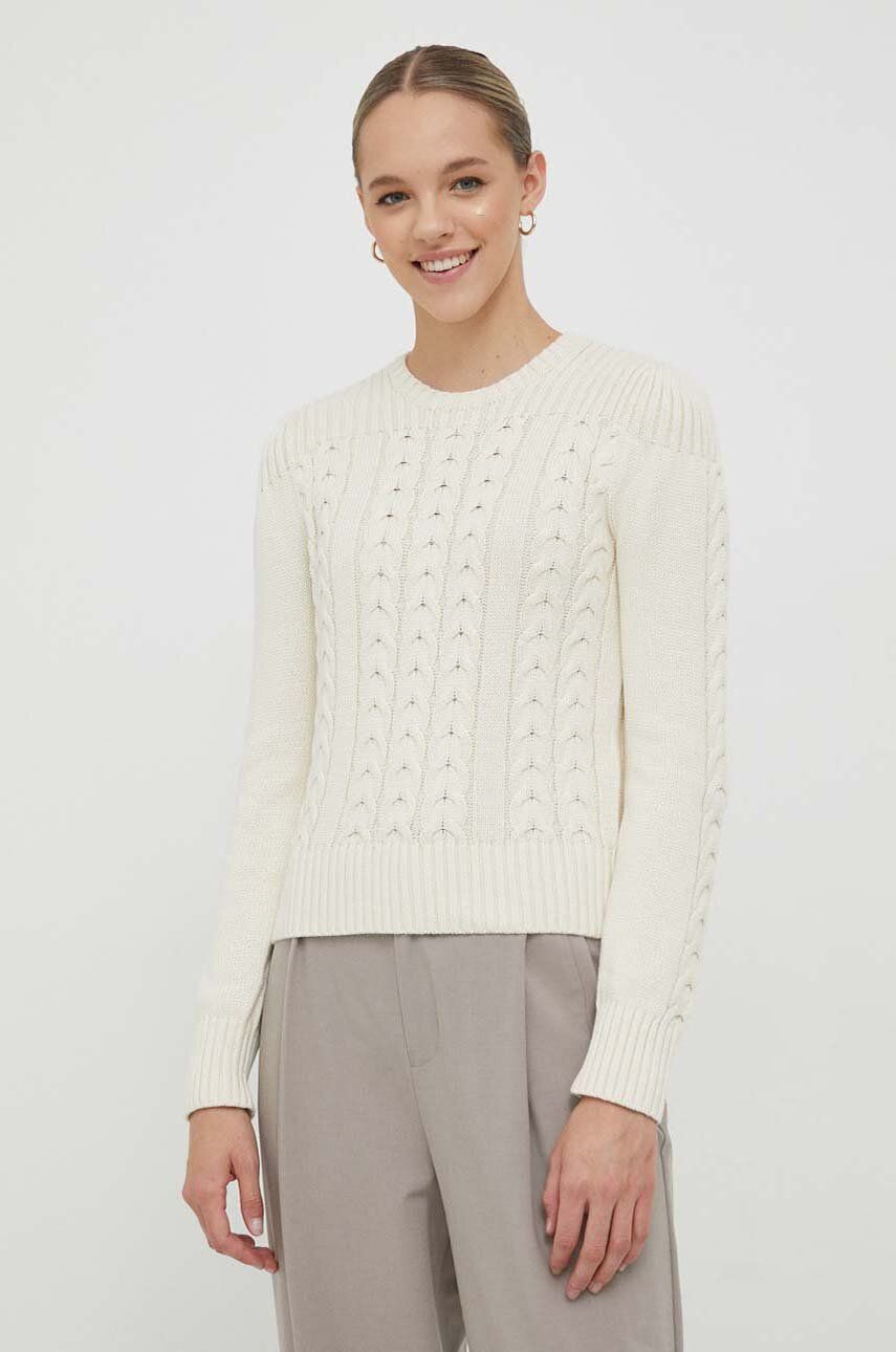 Bavlněný svetr Lauren Ralph Lauren béžová barva, lehký - béžová - 100 % Bavlna