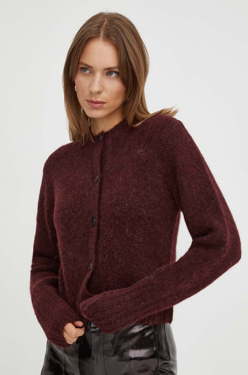 Tiger Of Sweden cardigan din lana culoarea bordo, light