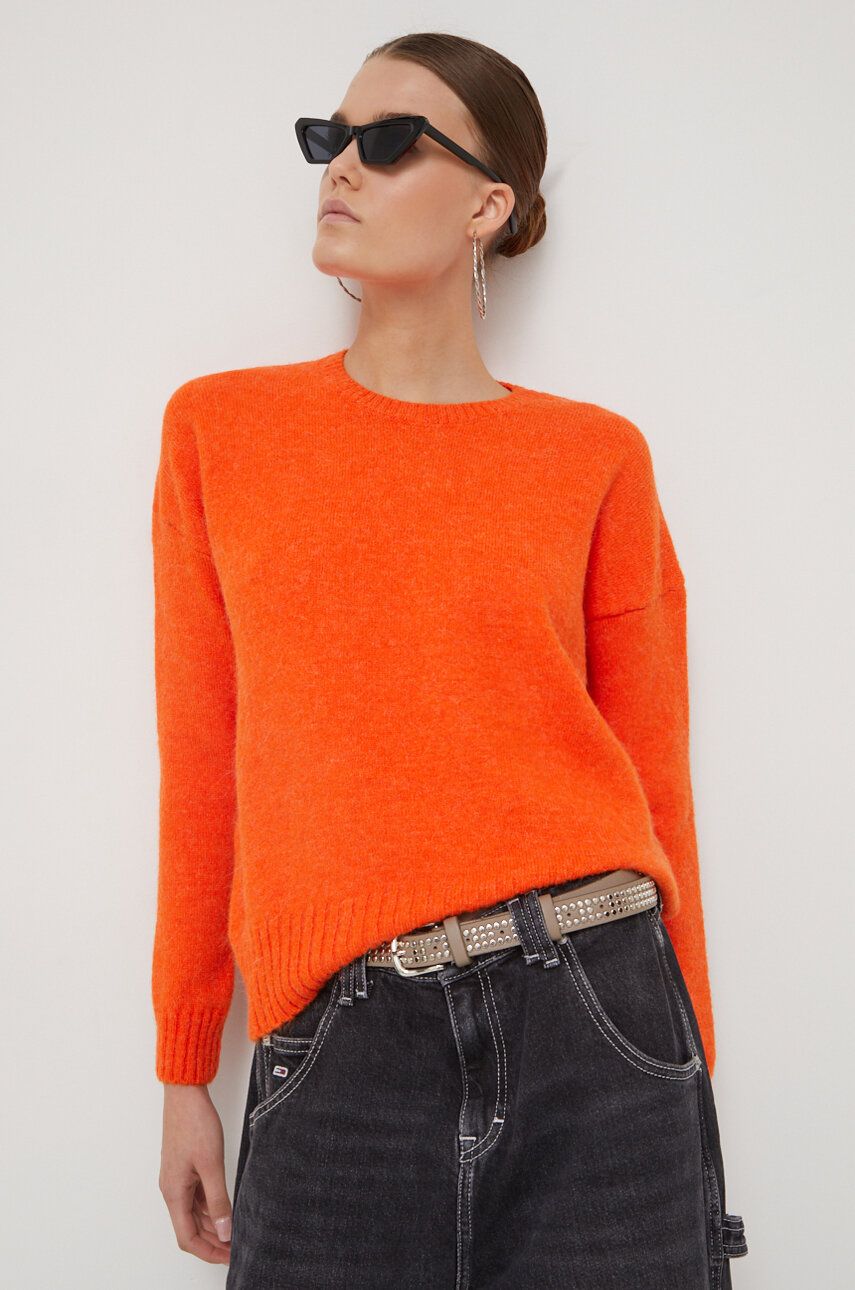 Superdry pulover din amestec de lana femei, culoarea portocaliu