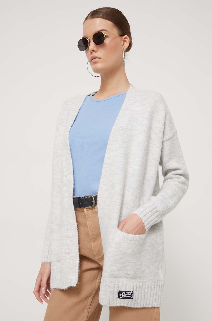 Superdry cardigan din amestec de lana culoarea alb