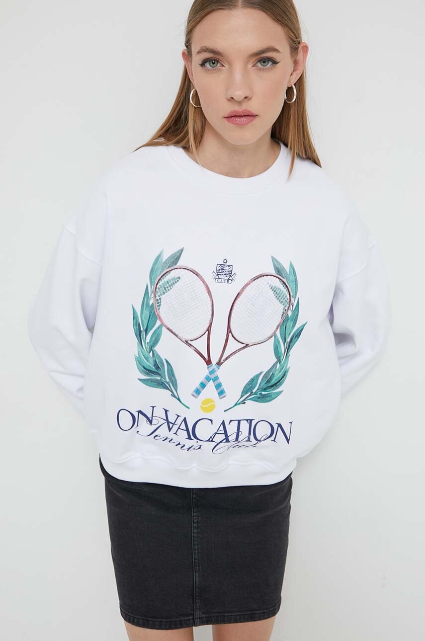 On Vacation bluza culoarea alb, cu imprimeu