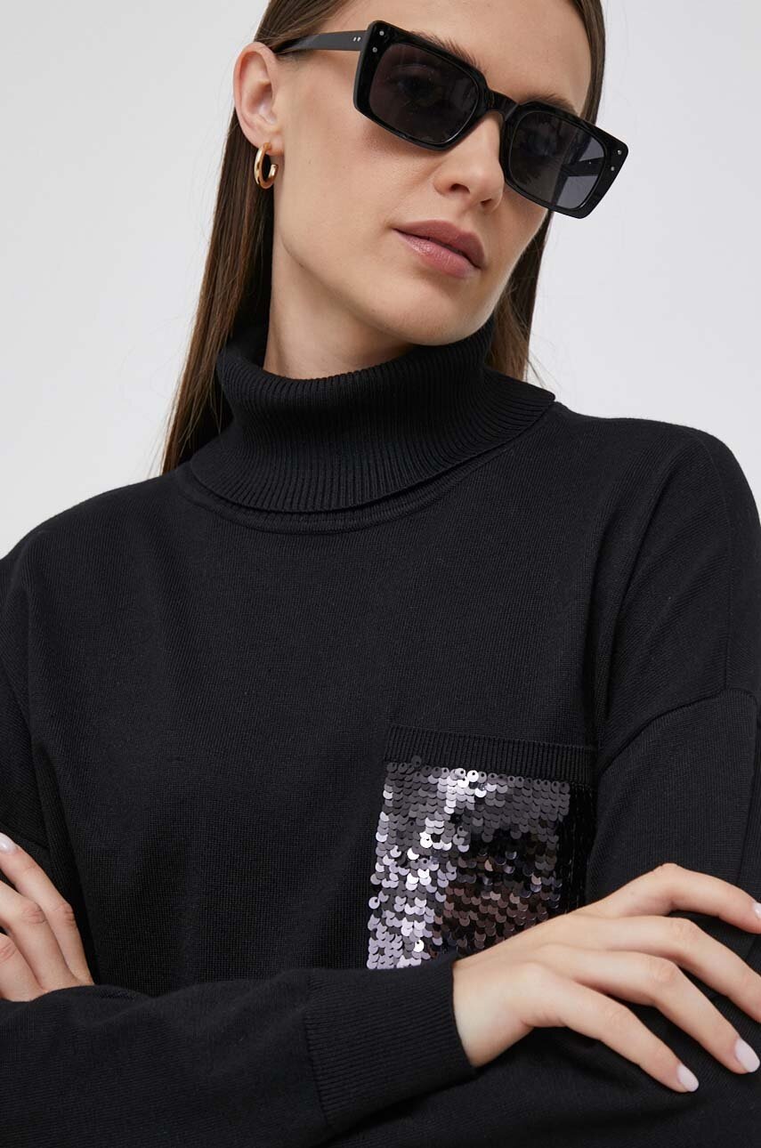 

Свитер Dkny женский цвет чёрный лёгкий с гольфом