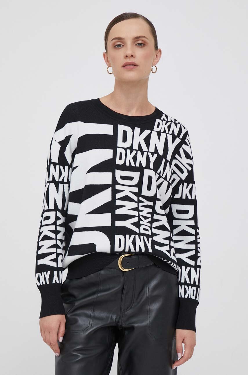 

Пуловер Dkny дамски в черно от лека материя, Черен