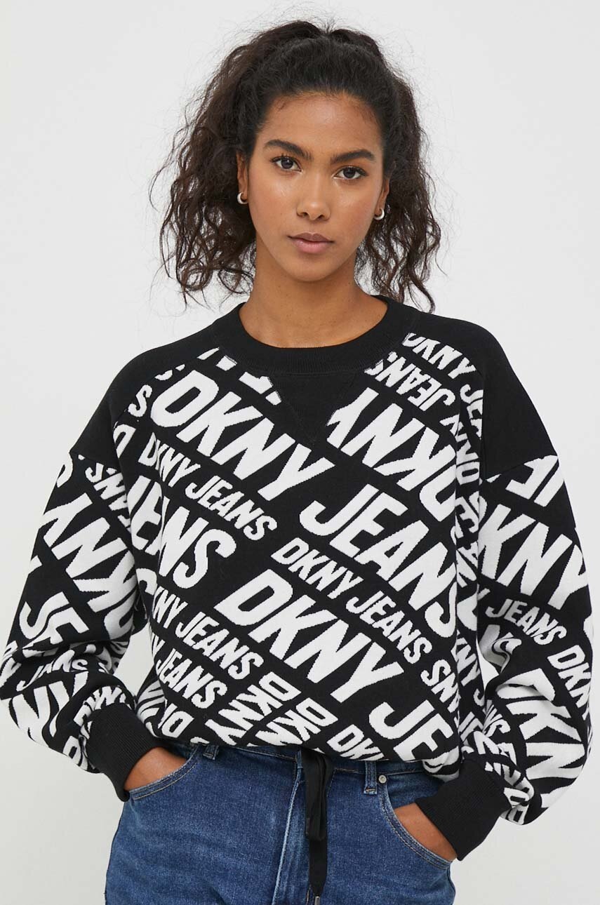 

Пуловер Dkny дамски в черно от топла материя, Черен