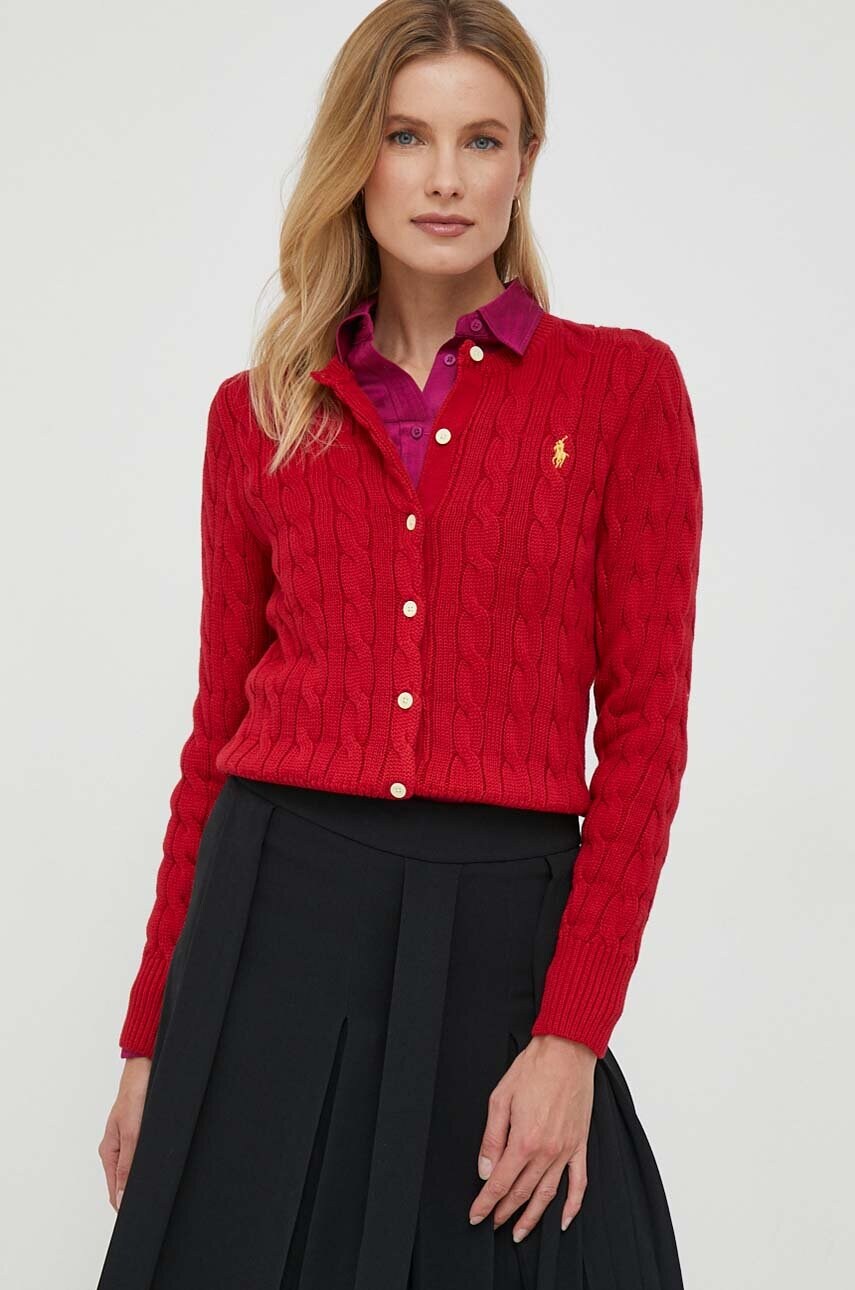 

Хлопковый кардиган Polo Ralph Lauren цвет красный лёгкий