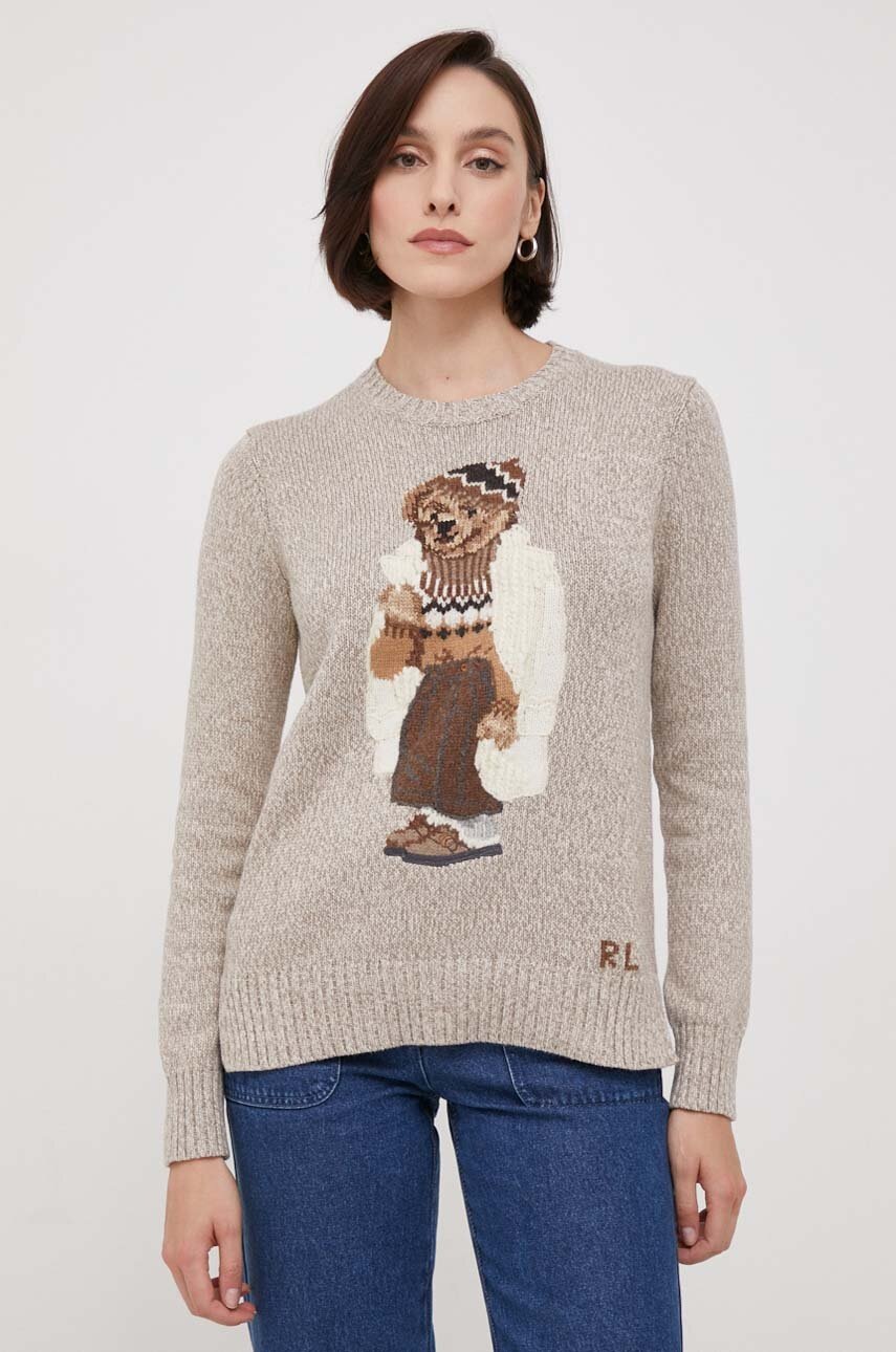 

Хлопковый свитер Polo Ralph Lauren цвет бежевый