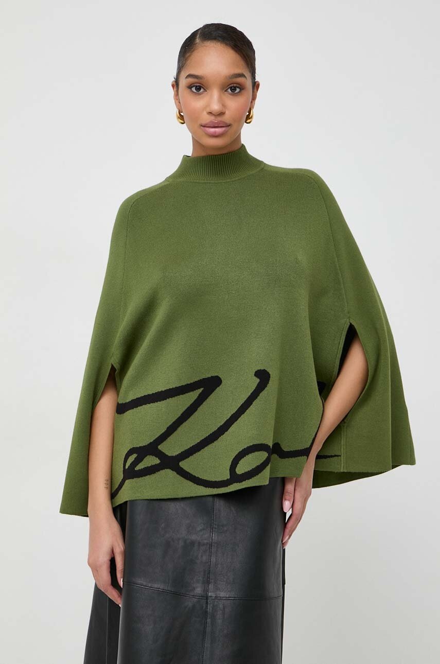 Karl Lagerfeld poncho culoarea verde, light