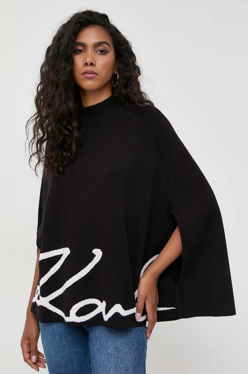 Karl Lagerfeld poncho culoarea negru, light