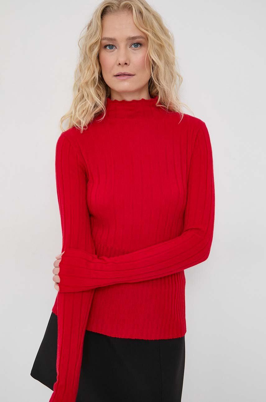 MAX&Co. pulover din amestec de lana femei, culoarea rosu, light, cu turtleneck