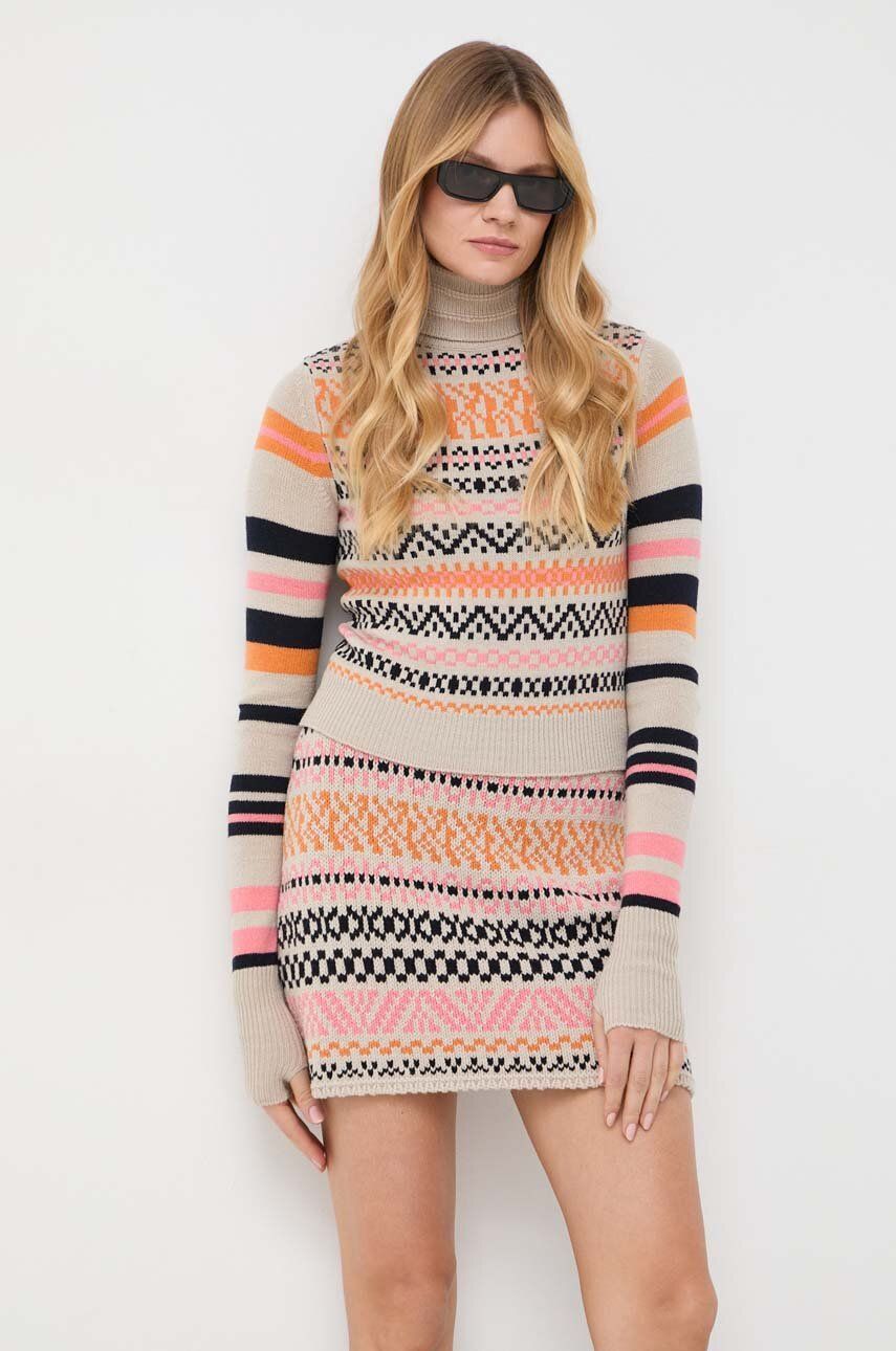 MAX&Co. pulover din amestec de lana femei, culoarea bej, cu guler