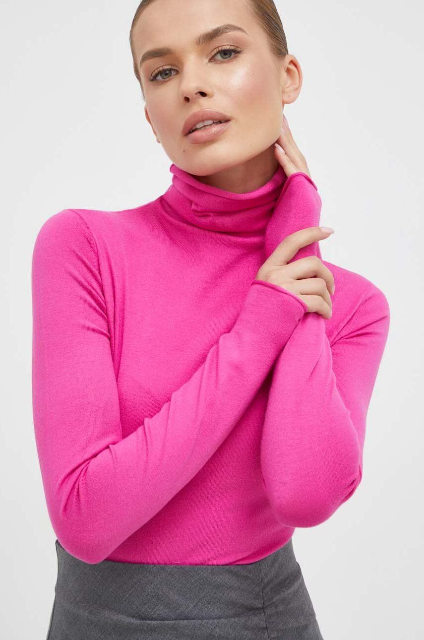MAX&Co. pulover femei, culoarea roz, light, cu guler