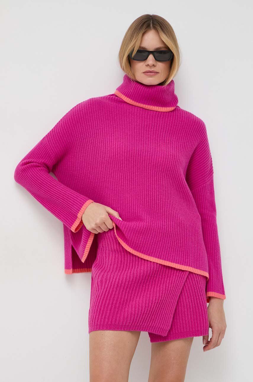 Levně Kašmírový svetr MAX&Co. růžová barva, hřejivý, s golfem