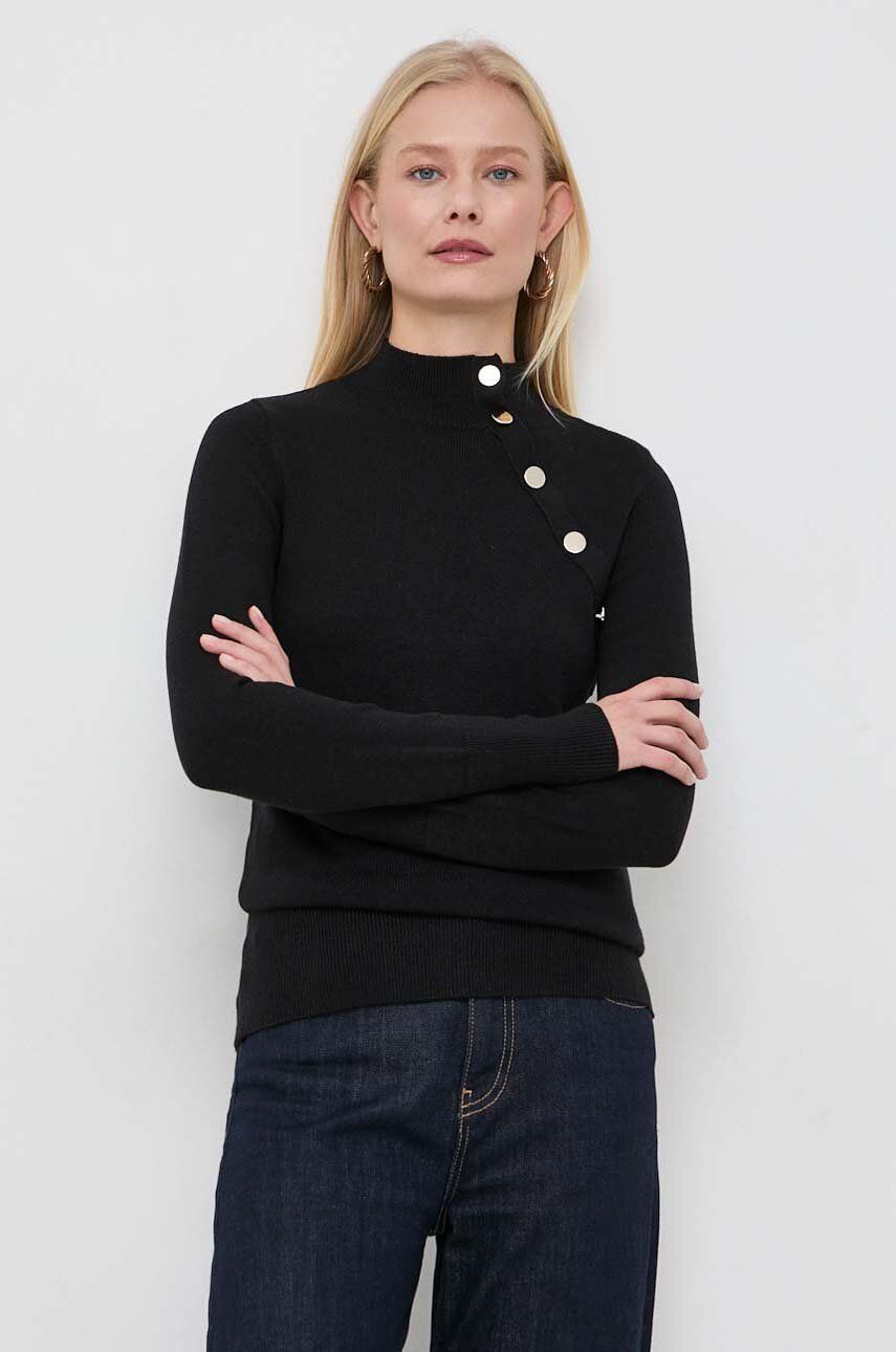 Morgan pulover femei, culoarea negru, light, cu turtleneck