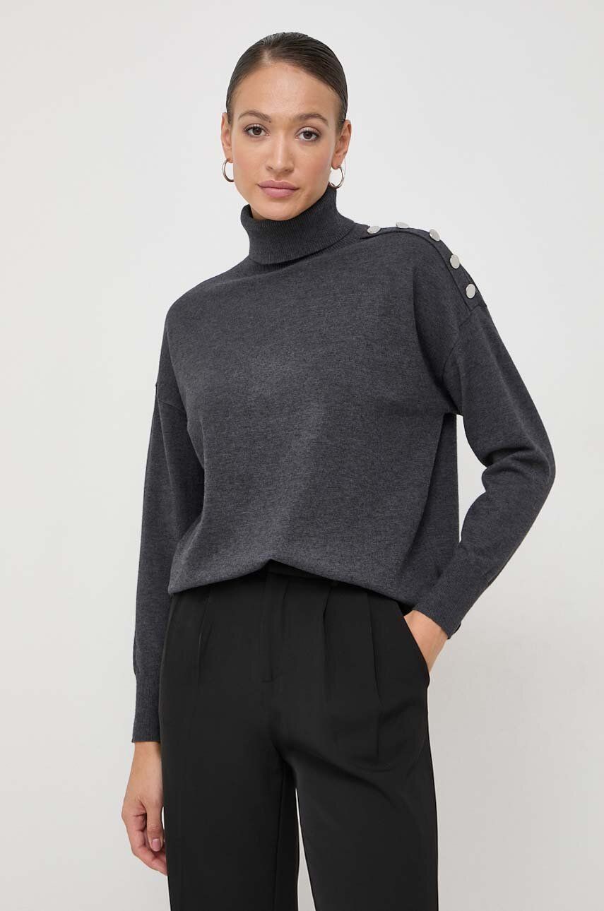 Morgan pulover din amestec de lana femei, culoarea gri, light, cu guler
