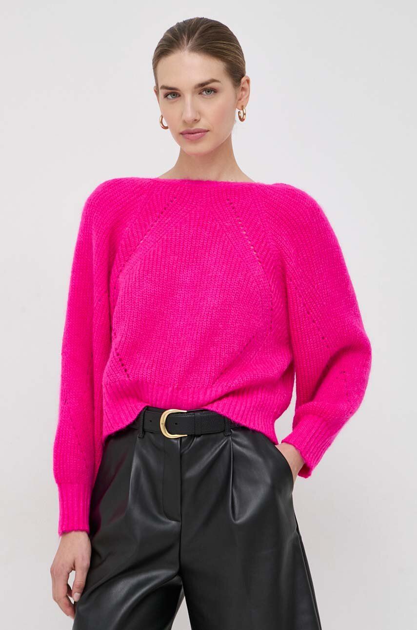 Morgan cardigan din amestec de lana culoarea roz, călduros