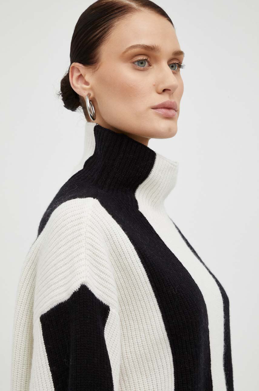 Gestuz pulover de lana femei, culoarea negru, cu turtleneck
