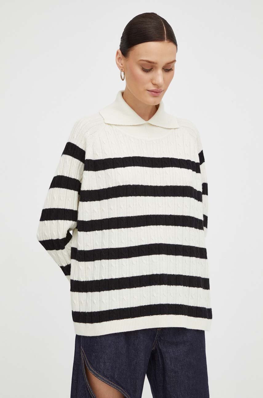 Μάλλινο πουλόβερ Lovechild γυναικεία, χρώμα: μπεζ φωτογραφία