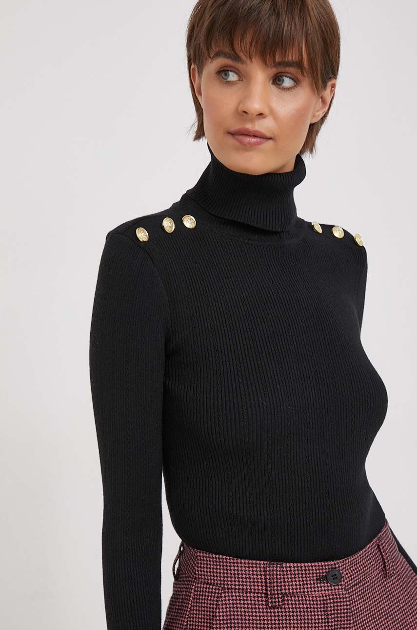 Artigli pulover femei, culoarea negru, light, cu guler