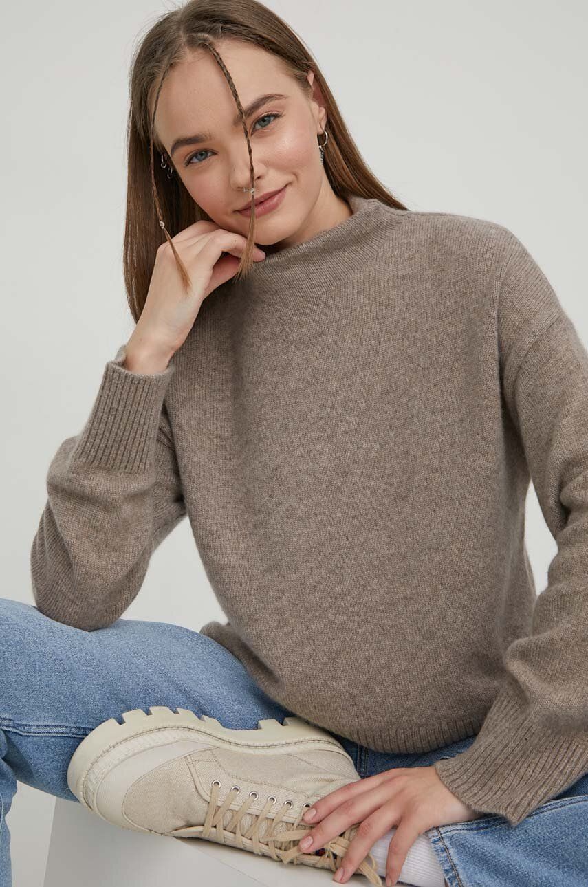 Abercrombie & Fitch pulover de casmir culoarea maro, light, cu turtleneck