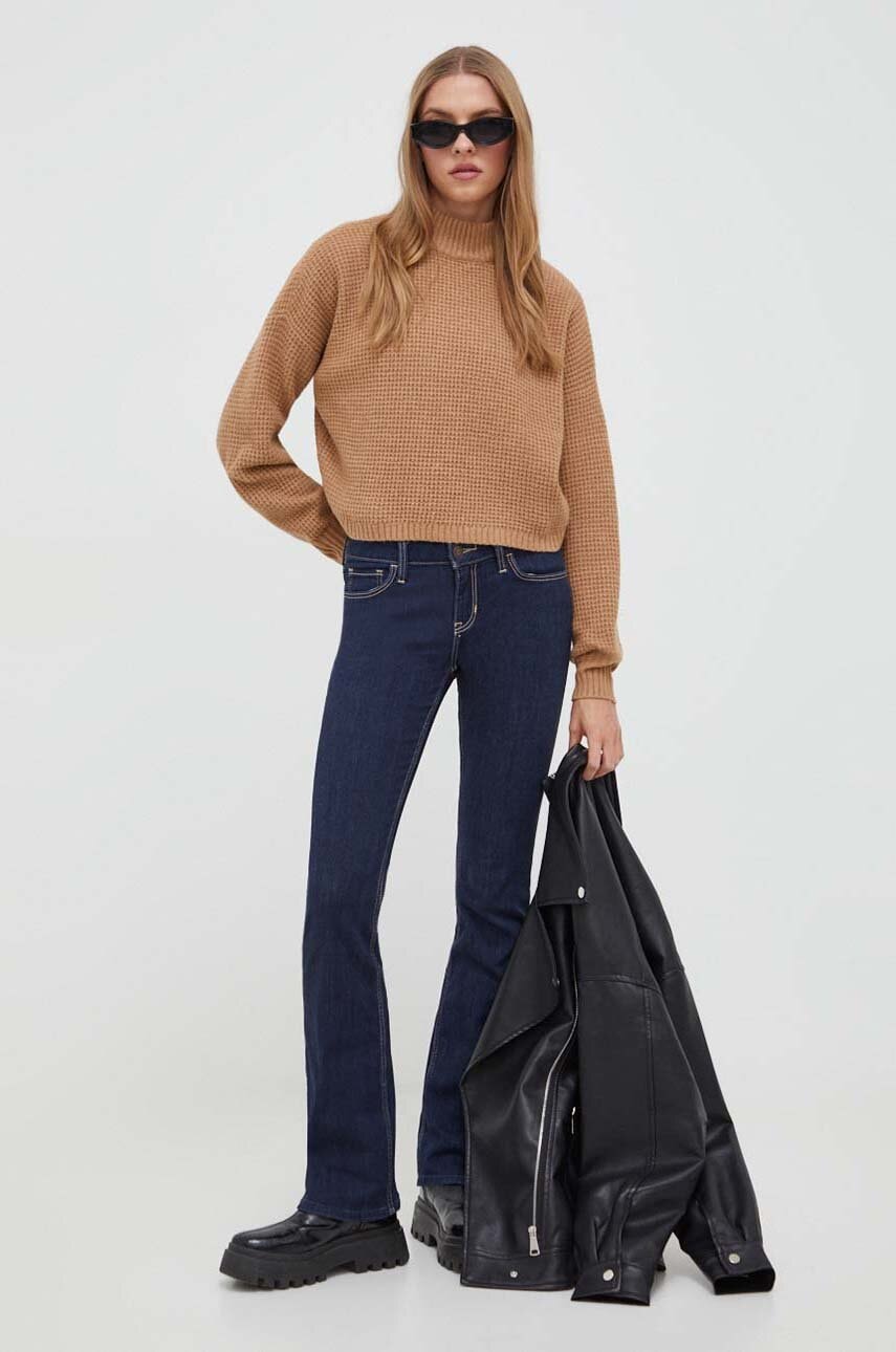 Hollister Co. Pulover Femei, Culoarea Maro, Light, Cu Turtleneck