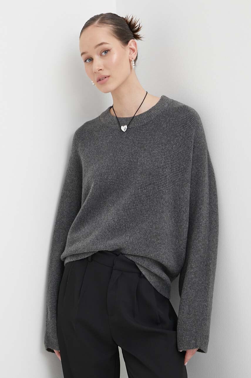 Hollister Co. pulover din amestec de lana culoarea gri