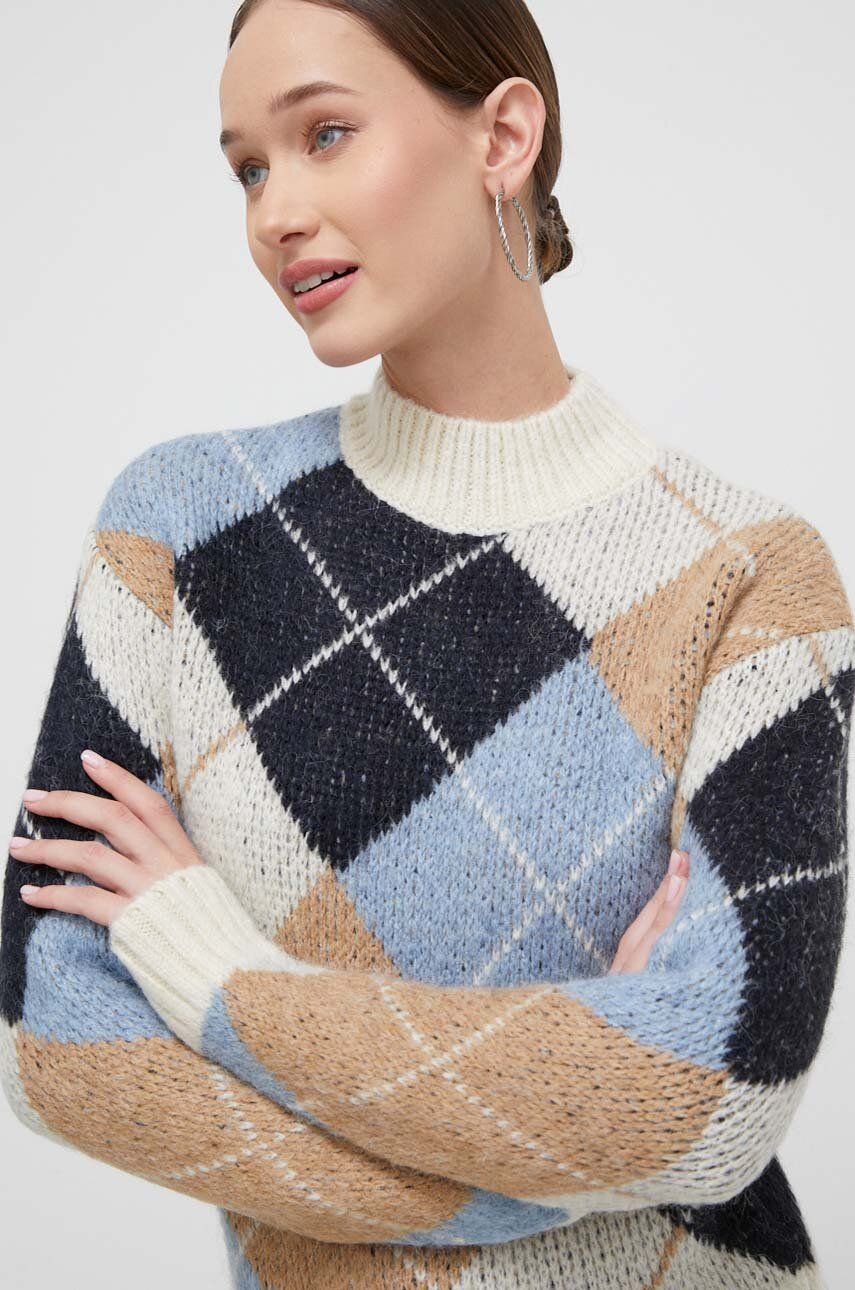 Superdry pulover femei, culoarea bej