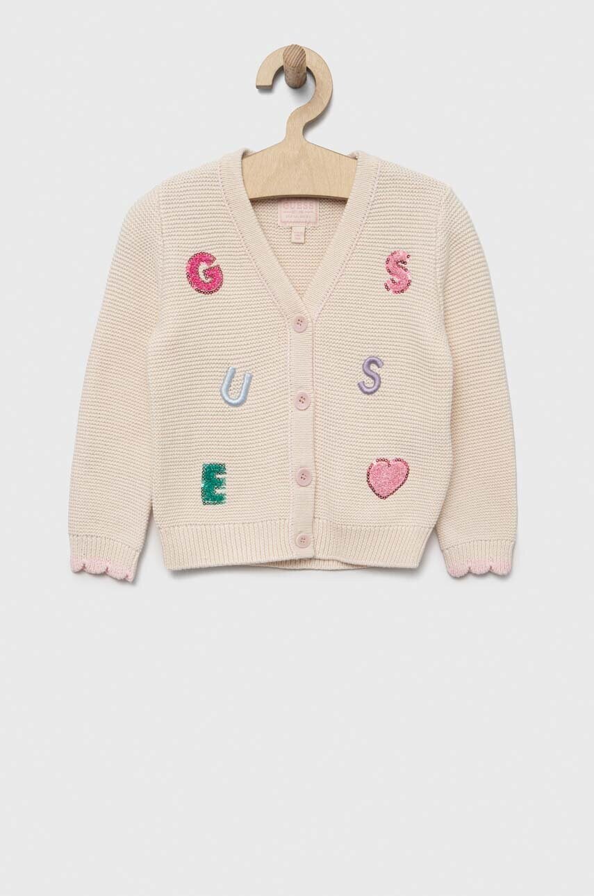 

Детский хлопковый кардиган Guess цвет бежевый