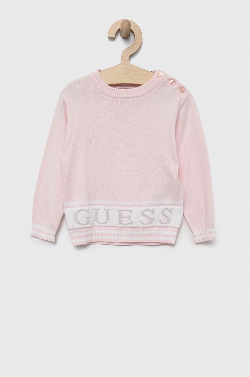 E-shop Dětský svetr Guess růžová barva, lehký