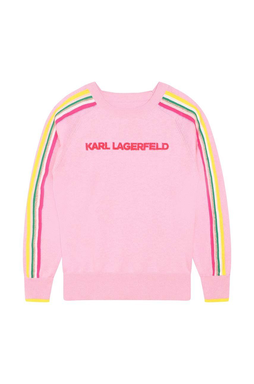 Levně Dětský svetr Karl Lagerfeld růžová barva